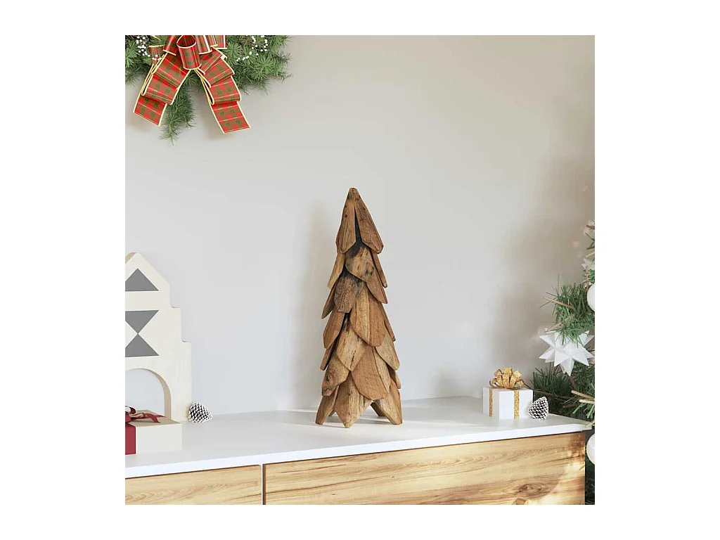 Árbol de Navidad con soporte Marrón 50 cm Madera de teca maciza