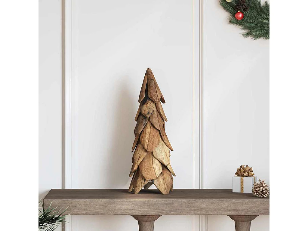 Sapin de Noël avec support Marron 50 cm Bois de teck solide