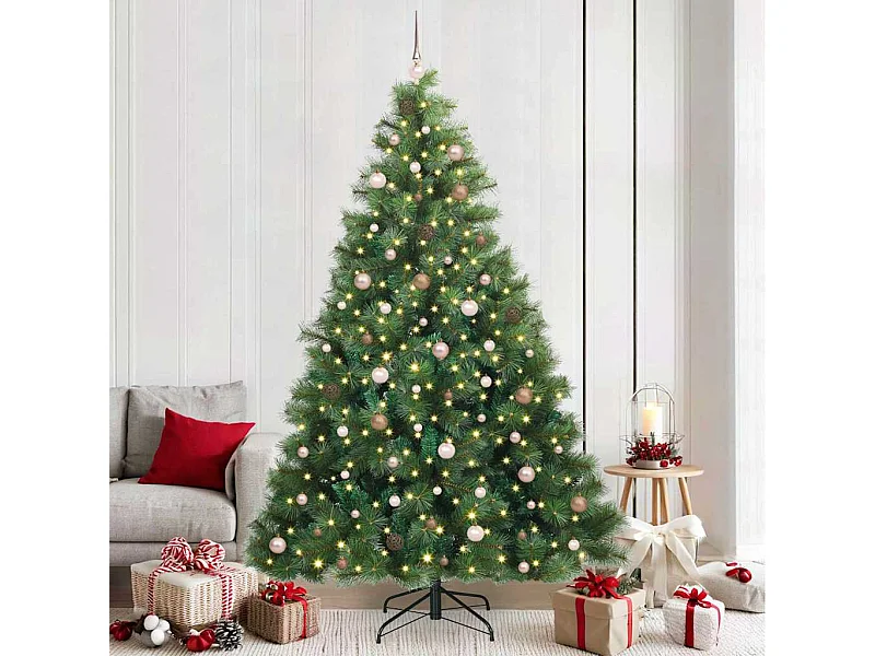 Kunstkerstboom met 300 LED met standaard Groen 240 cm PE en PVC