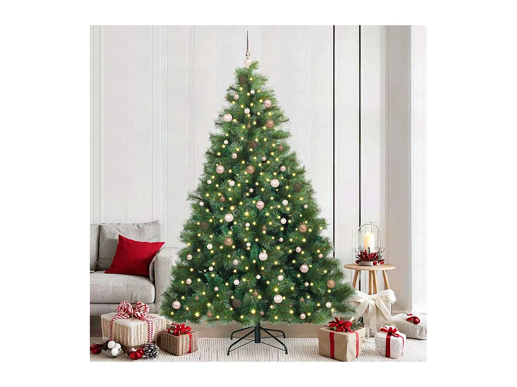Kunstkerstboom met 300 LED met standaard Groen 240 cm PE en PVC