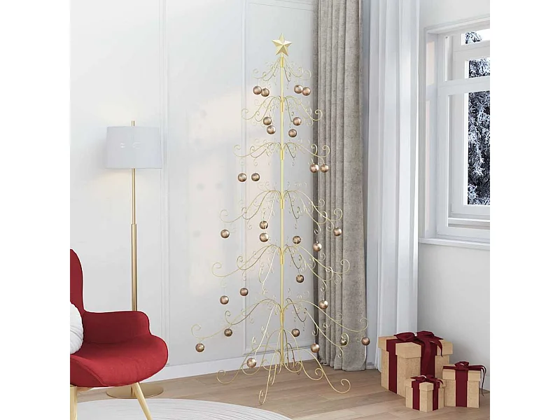 Árbol de Navidad de metal con soporte Dorado 215 cm