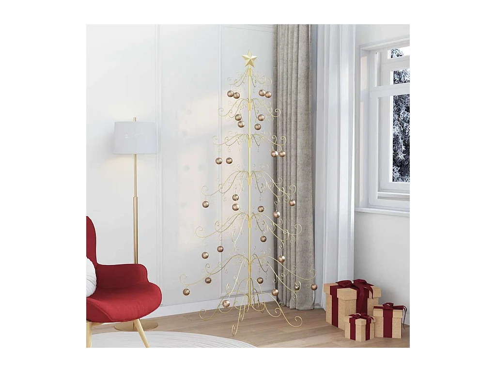 Árbol de Navidad de metal con soporte Dorado 215 cm