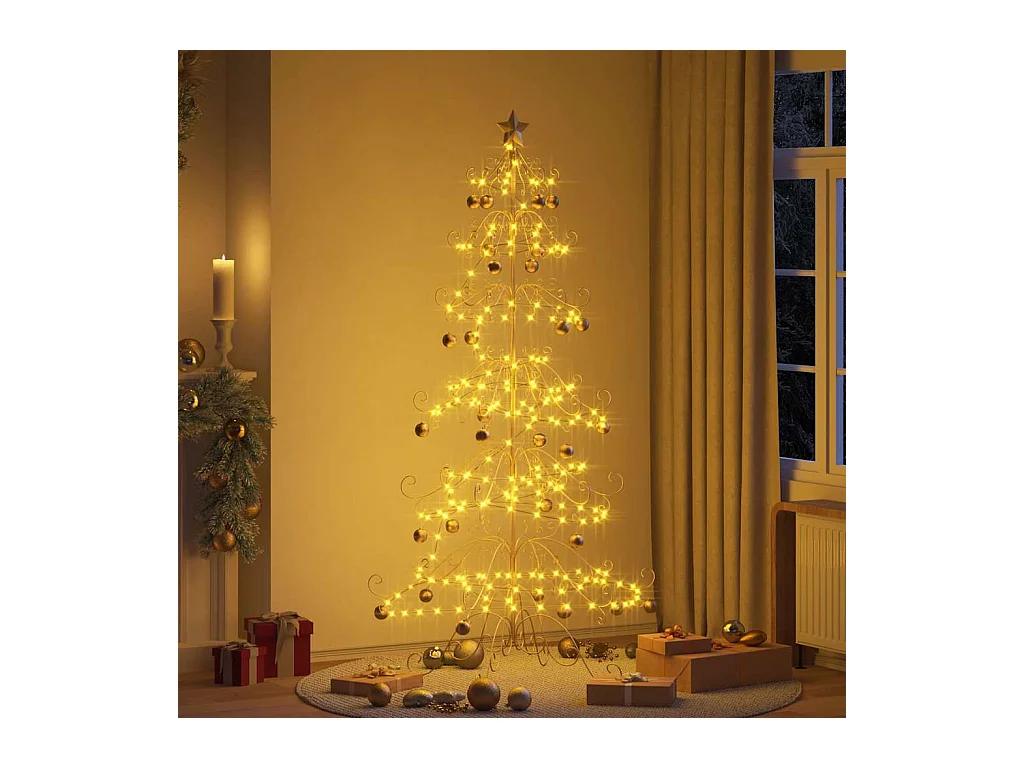 Árbol de Navidad de metal con soporte Dorado 215 cm