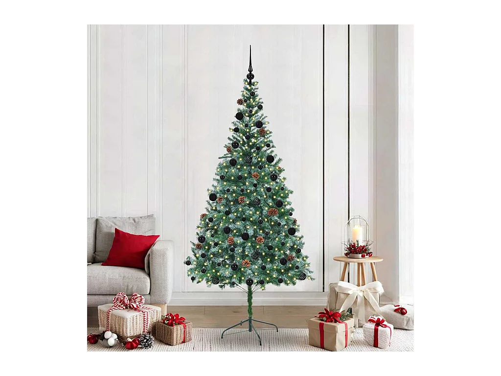 Sapin de Noël artificiel avec 300 LED Vert 210 cm PVC et Acier