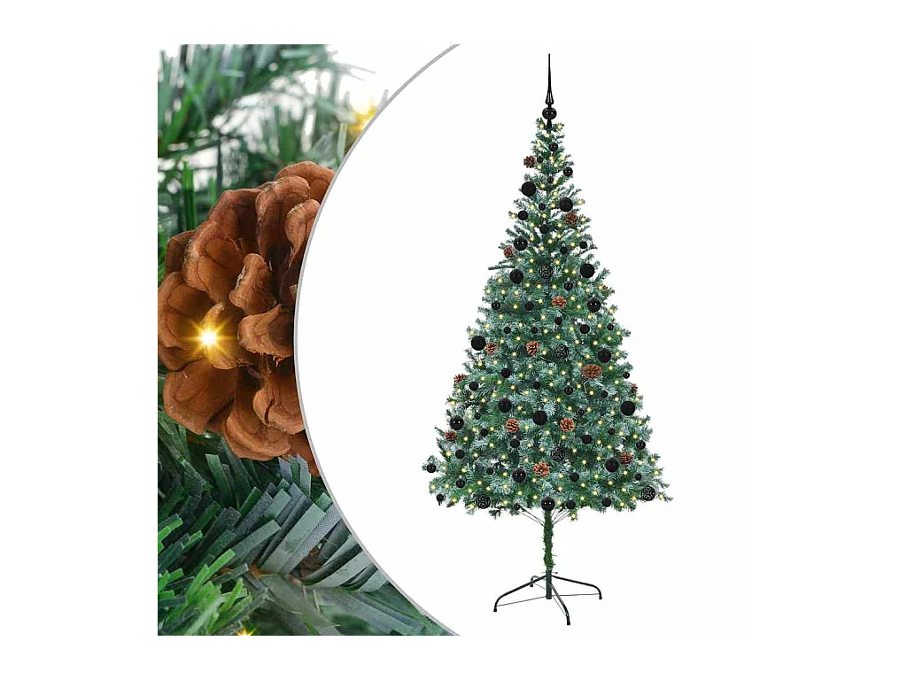 Sapin de Noël artificiel avec 300 LED Vert 210 cm PVC et Acier