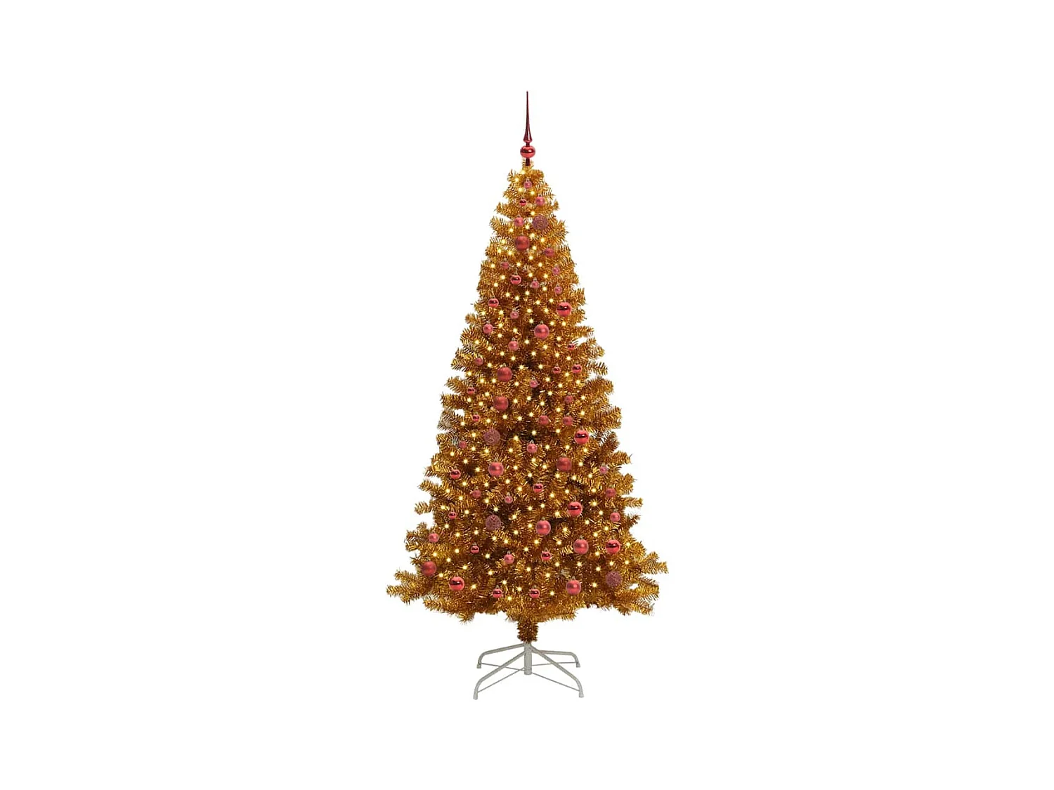 Sapin de Noël avec 300 LED avec support Doré 210 cm PET