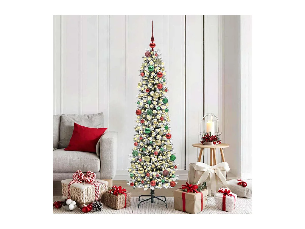 Sapin de Noël artificiel avec 300 LED Vert et blanc 180 cm