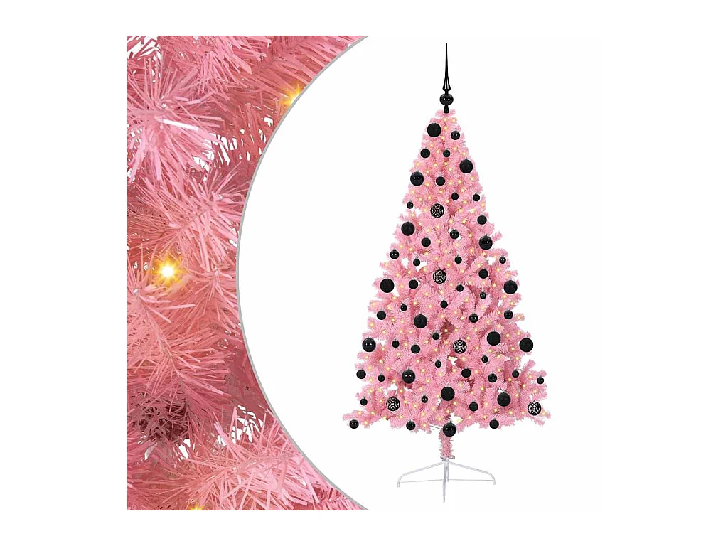 Sapin de Noël artificiel pré-éclairé Rose 210 cm PVC