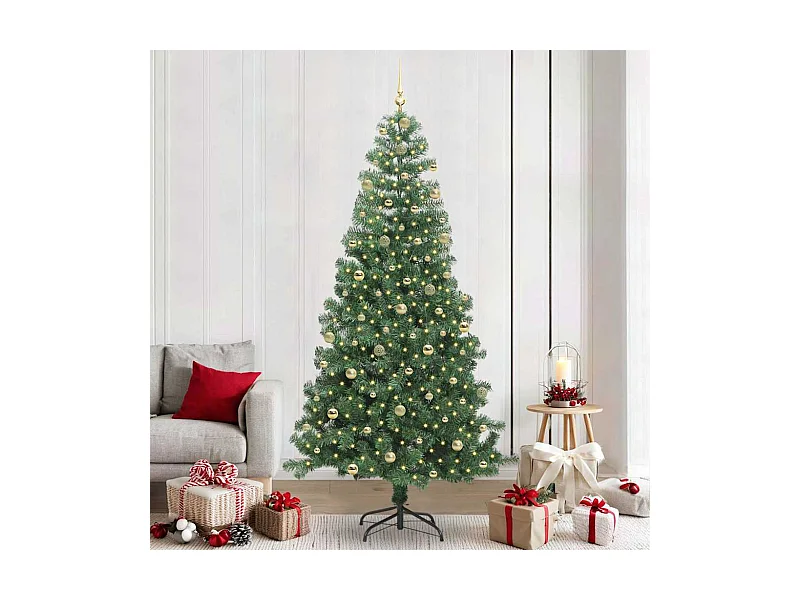 Sapin de Noël avec 300 LED avec support Vert 240 cm PVC