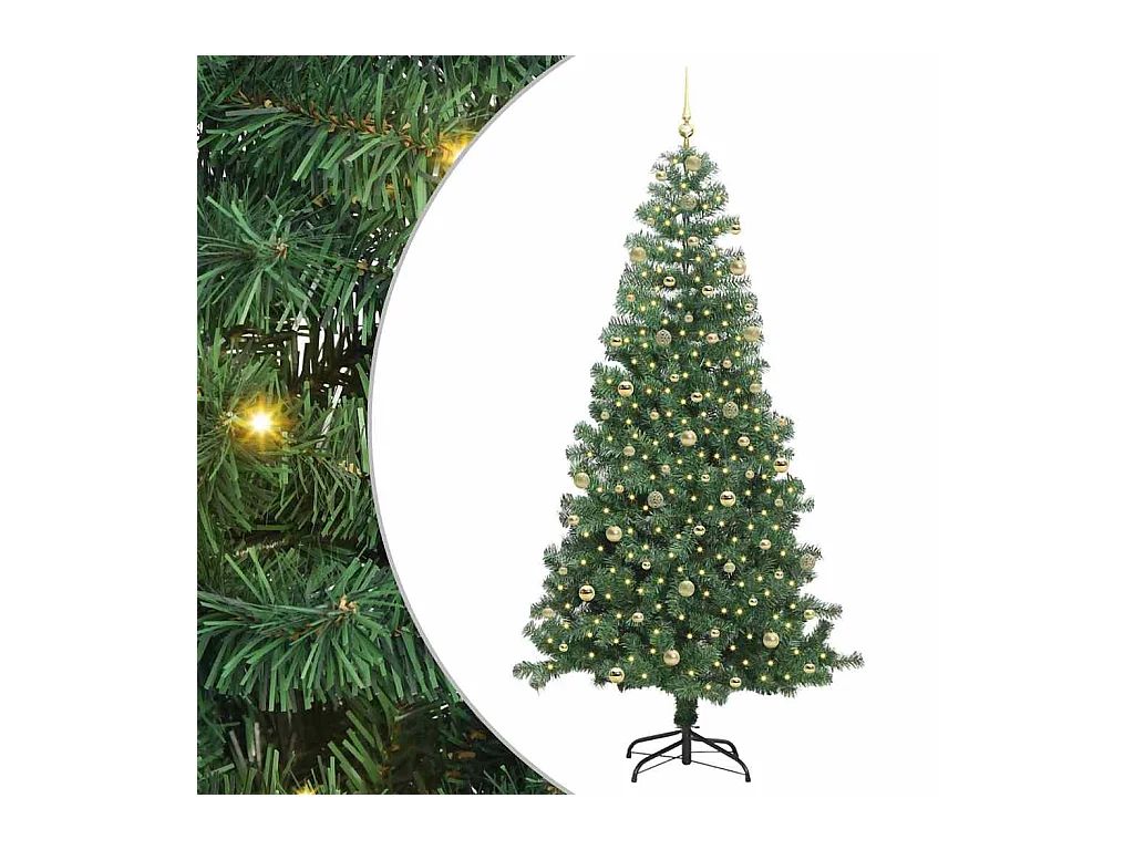 Sapin de Noël avec 300 LED avec support Vert 240 cm PVC