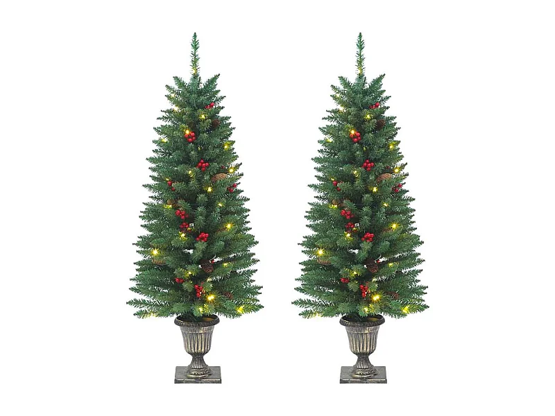 Sapins de Noël artificiels 2 pièces 100 LED vert 120 cm