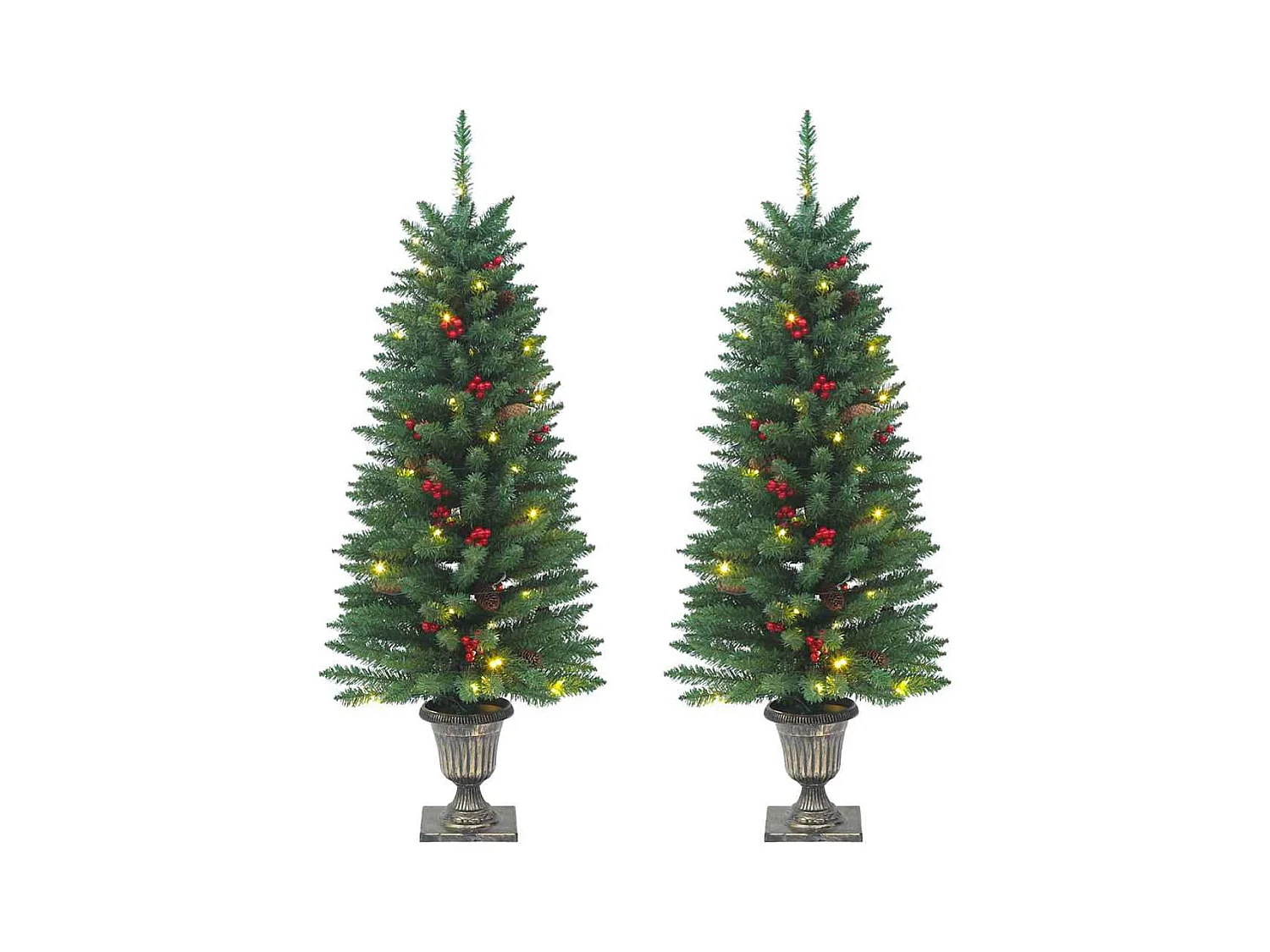 Sapins de Noël artificiels 2 pièces 100 LED vert 120 cm