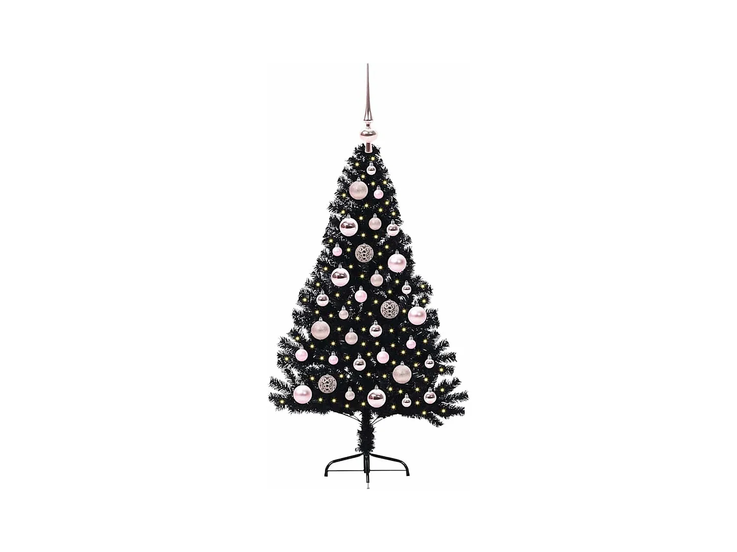 Árbol de Navidad Artificial Preiluminado Negro 120 cm PVC