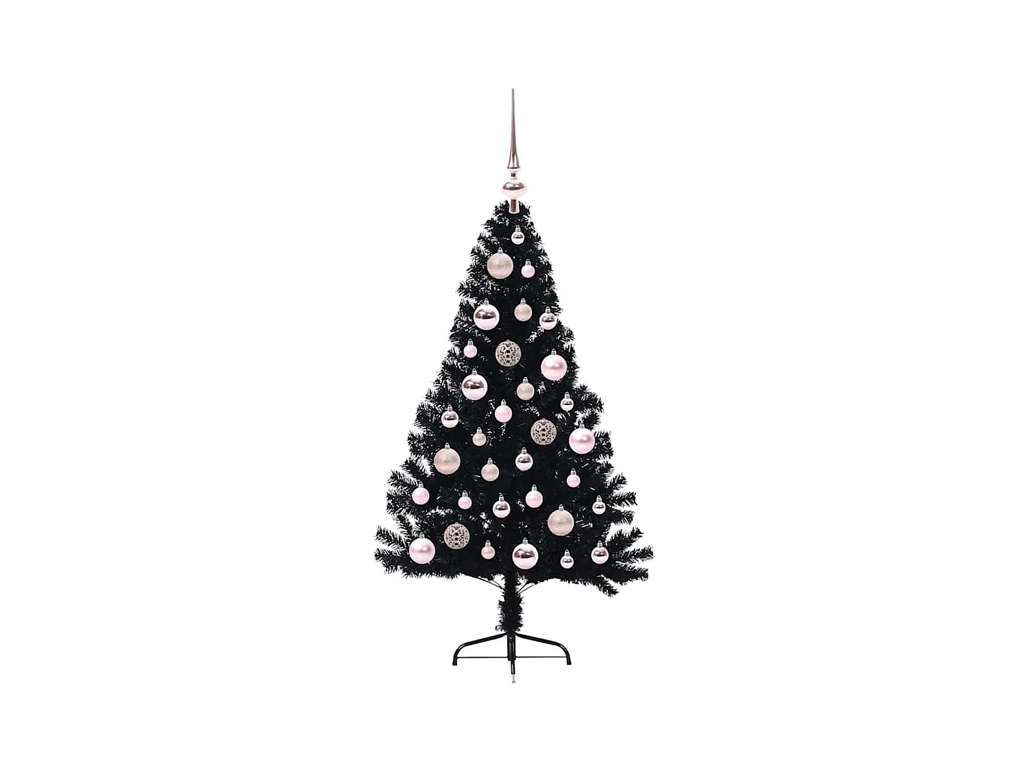 Árbol de Navidad Artificial Preiluminado Negro 120 cm PVC