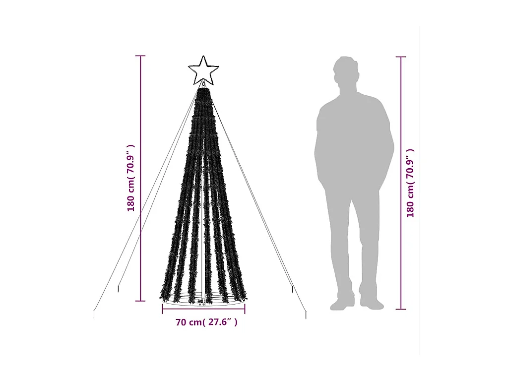 LED Árvore de Natal 275 LEDs Colorido 180 cm