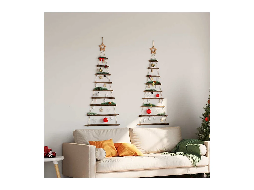 Árbol de Navidad colgante con estrellas en la parte superior, 2 unidades, 55 x 120 cm, rama natural,