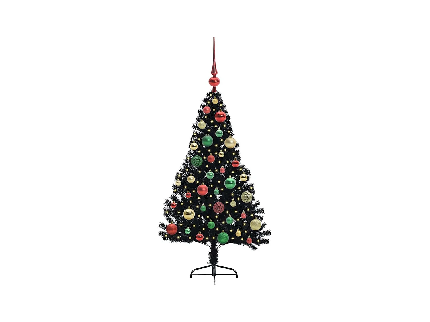 Árvore de Natal Artificial Pré-iluminada Preto 120 cm PVC