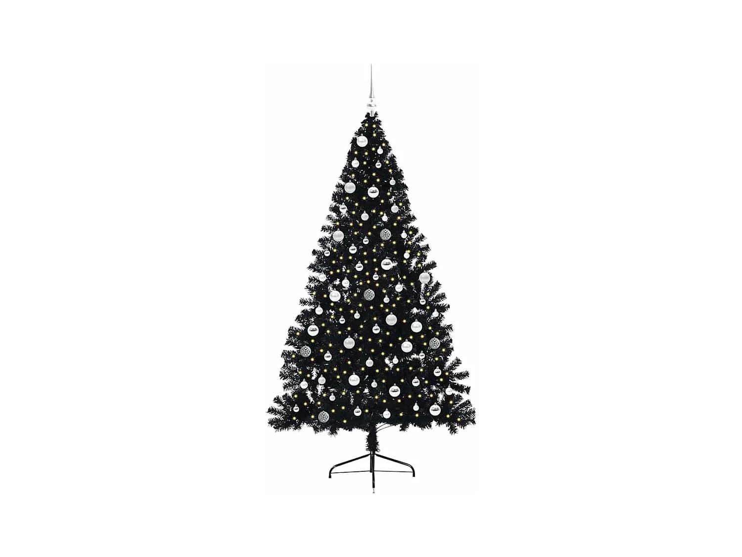 Sapin de Noël artificiel pré-éclairé Noir 210 cm PVC
