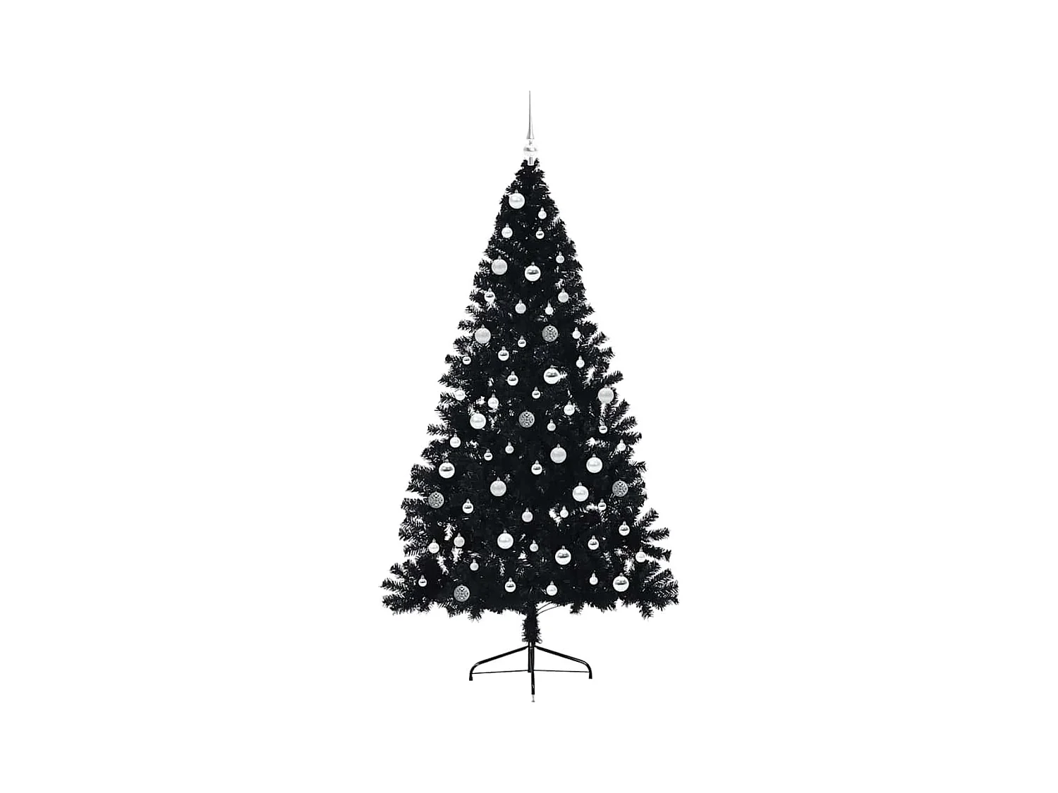 Sapin de Noël artificiel pré-éclairé Noir 210 cm PVC