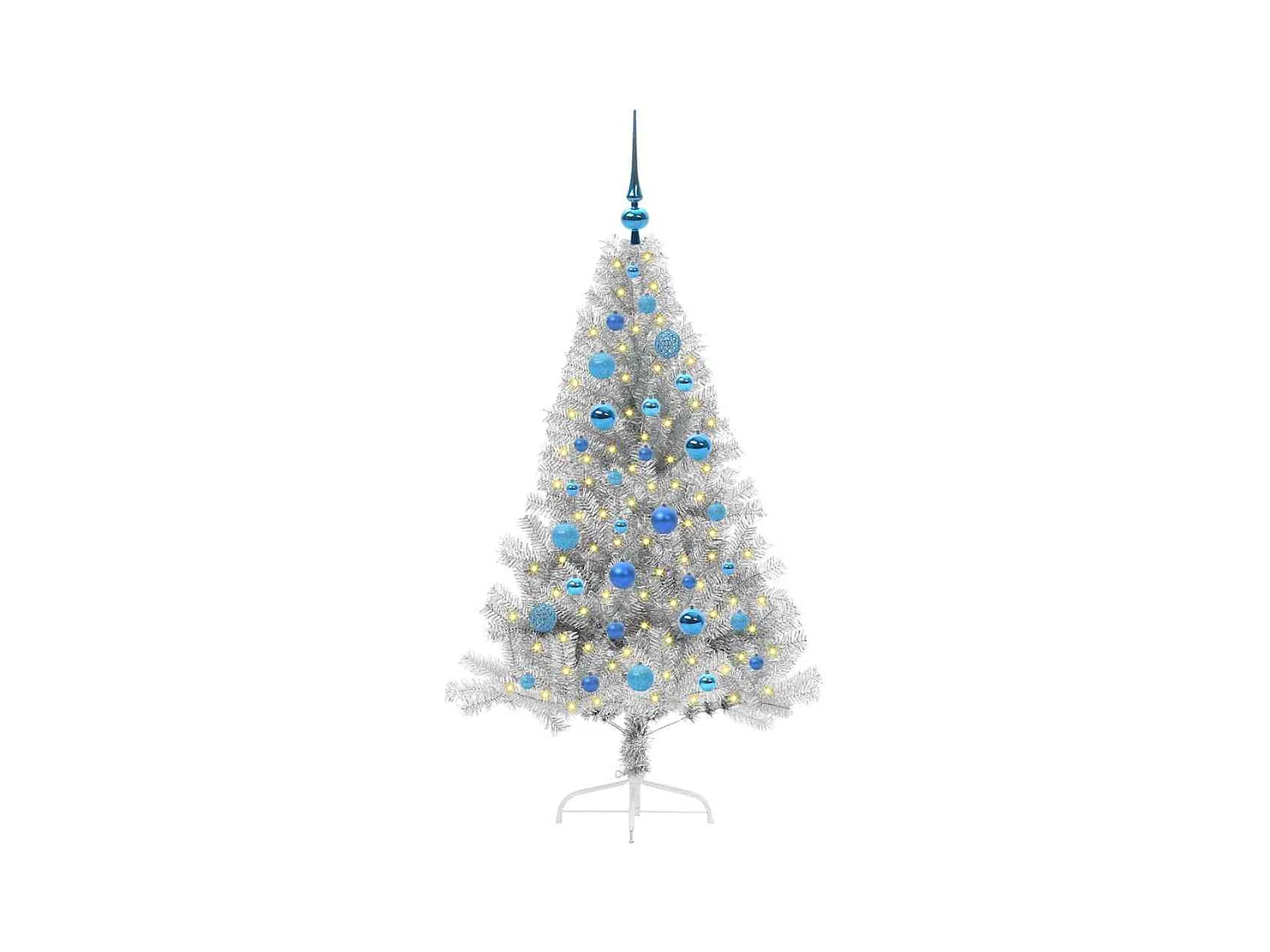 Sapin de Noël artificiel pré-éclairé Argent 150 cm PET