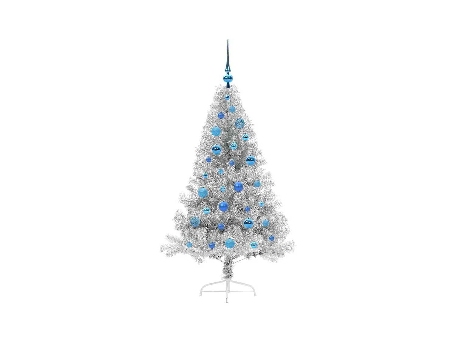 Sapin de Noël artificiel pré-éclairé Argent 150 cm PET