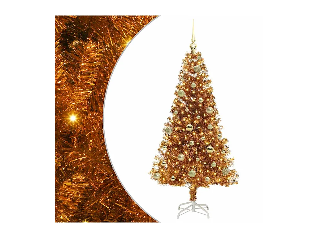 Árvore de Natal com 150 LEDs com suporte Ouro 150 cm PET