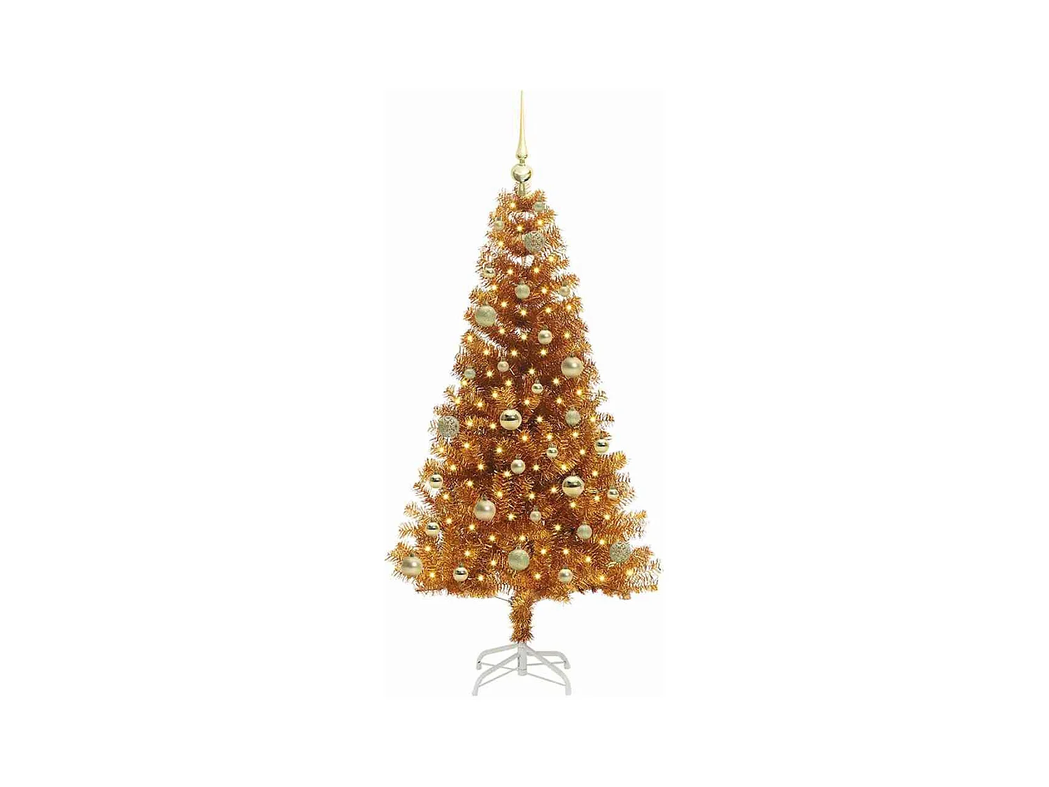 Árvore de Natal com 150 LEDs com suporte Ouro 150 cm PET