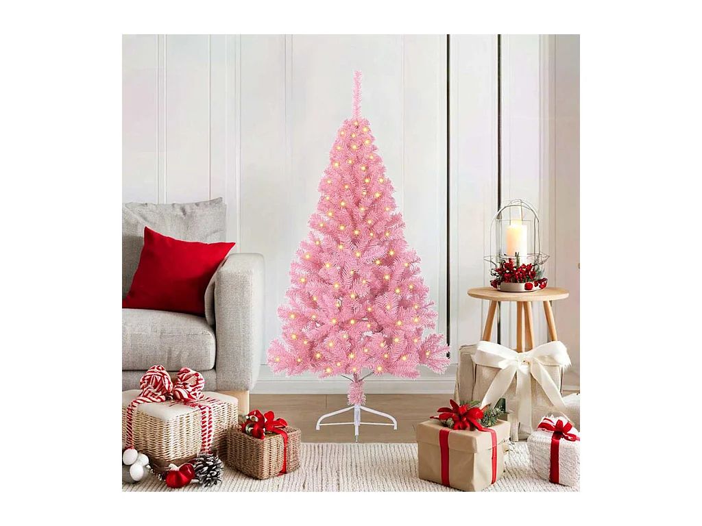 Sapin de Noël artificiel pré-éclairé Rose 120 cm PVC