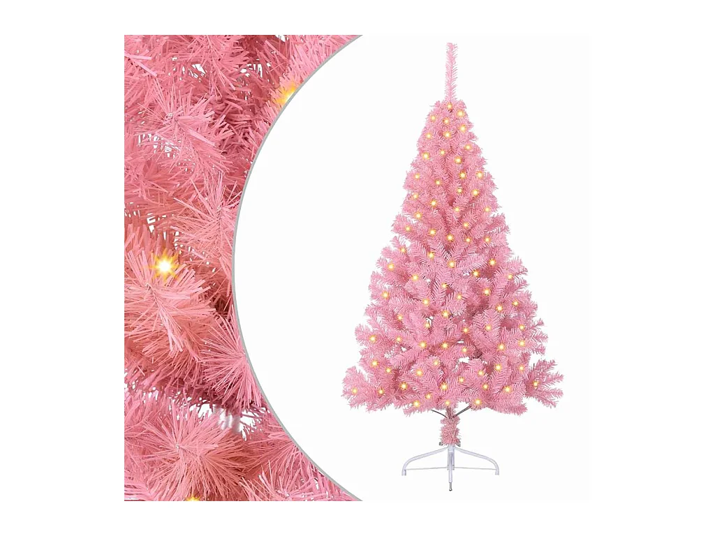 Sapin de Noël artificiel pré-éclairé Rose 120 cm PVC