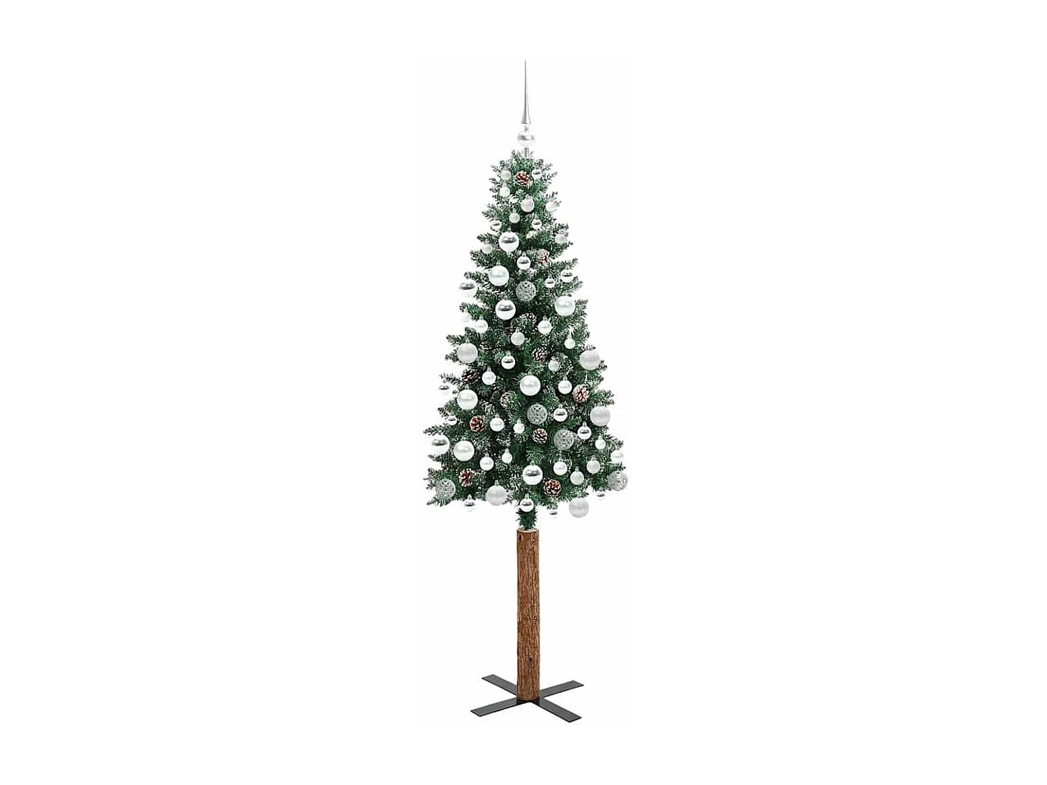 Árbol de Navidad Delgado con 300 LED con soporte Verde y 180 cm
