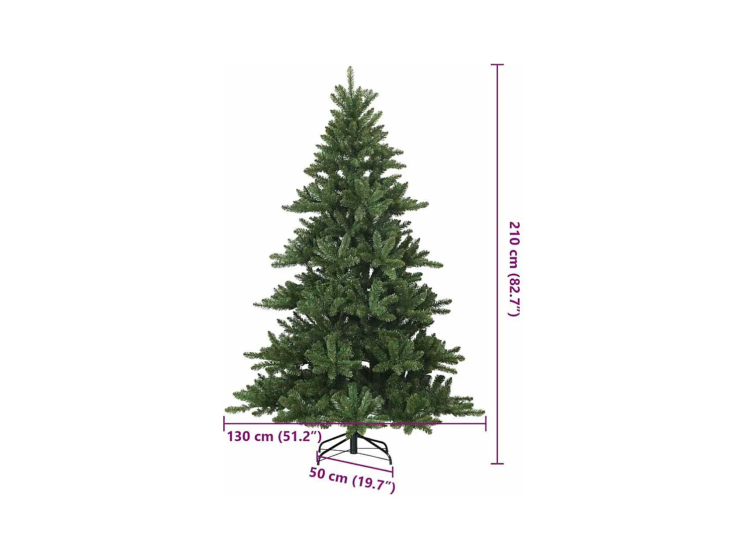 Árvore de Natal Articulada Artificial Verde 210 cm PVC, aço