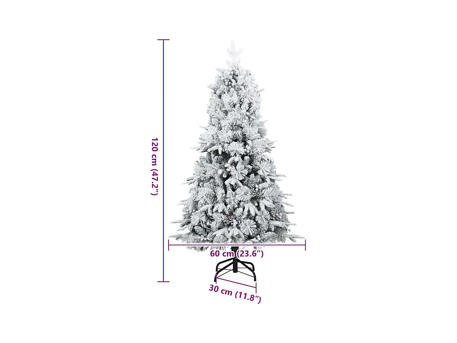 Árvore de Natal Articulada Artificial Verde e branco 120 cm