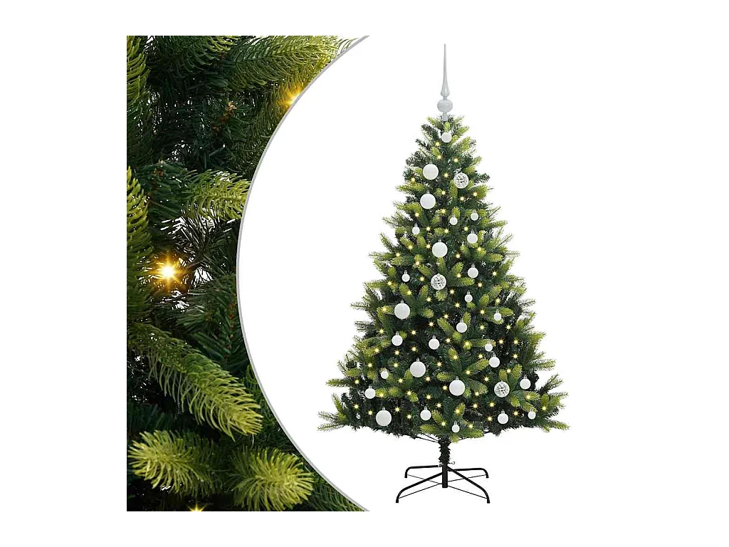 Arbre de Noël artificiel à charnières 150 LED Vert 120 cm