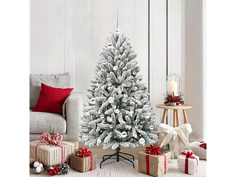Sapin de Noël artificiel Vert et blanc 150 cm PVC et métal