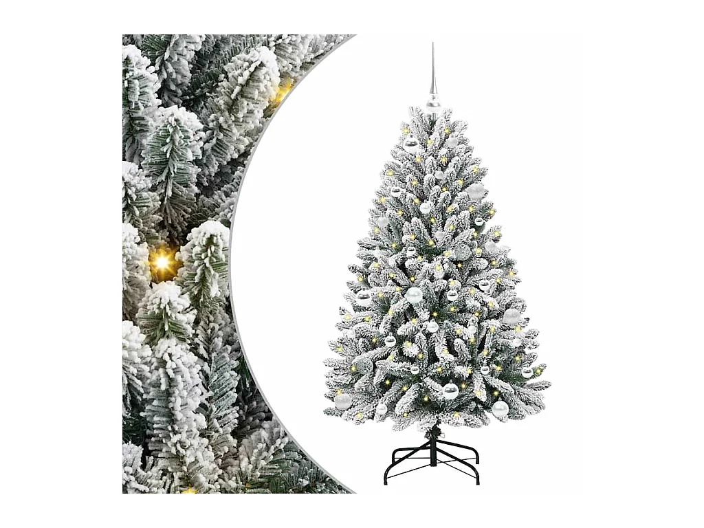 Sapin de Noël artificiel Vert et blanc 150 cm PVC et métal