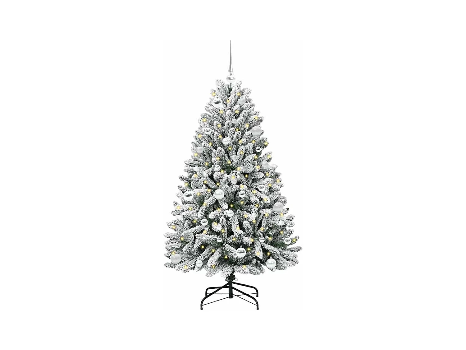 Sapin de Noël artificiel Vert et blanc 150 cm PVC et métal