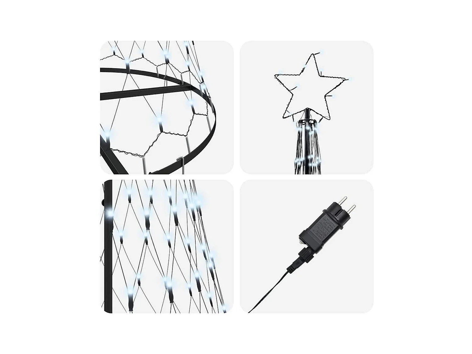 LED kerstboom met 350 LED met standaard Koudwit Metaal