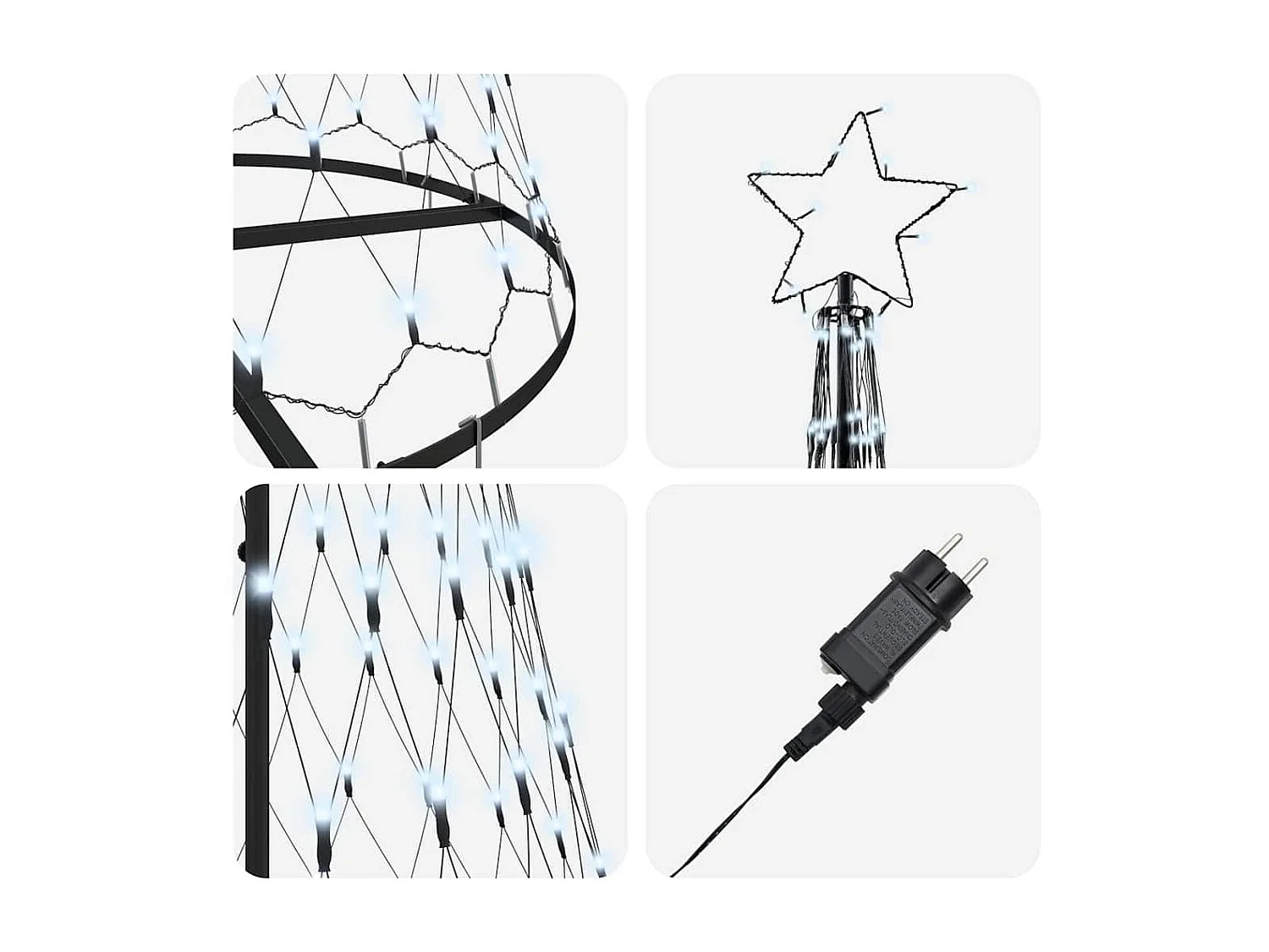 Arbre de Noël LED Blanc froid 100,5 x 100,5 x 302,5 cm Métal