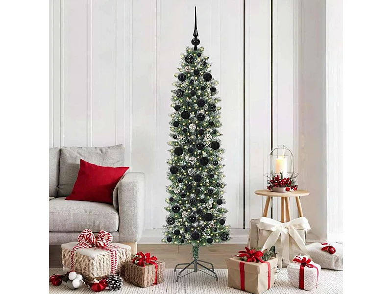 Árvore Slim de Natal Artificial Verde e branco 180 cm