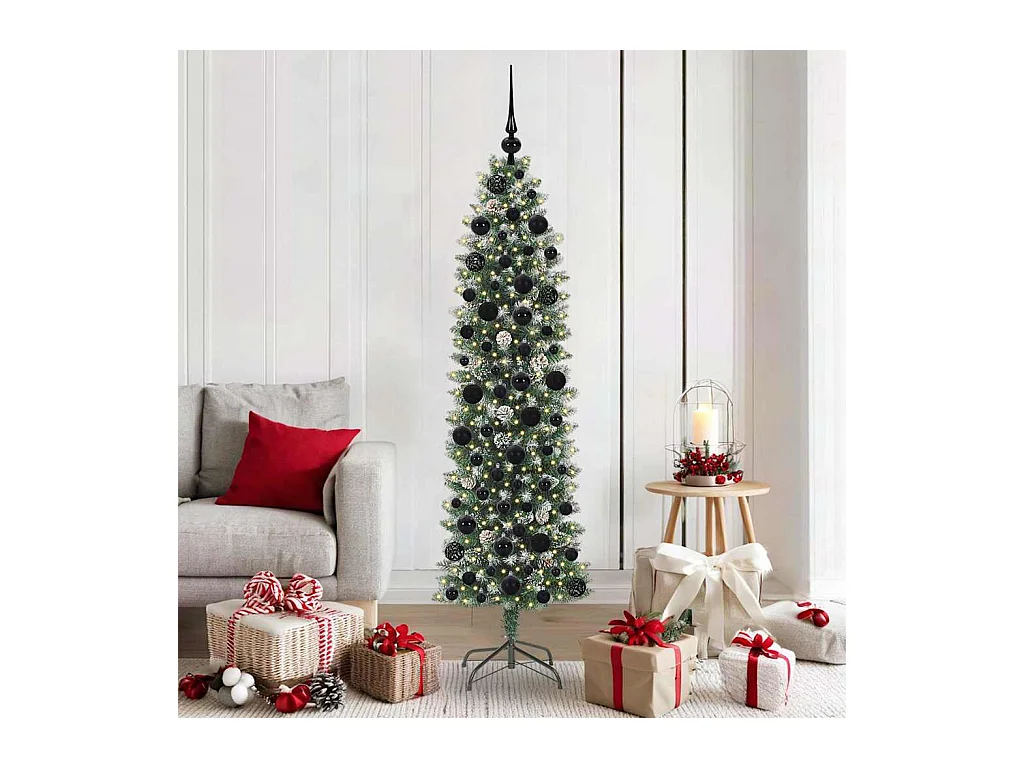 Árvore Slim de Natal Artificial Verde e branco 180 cm