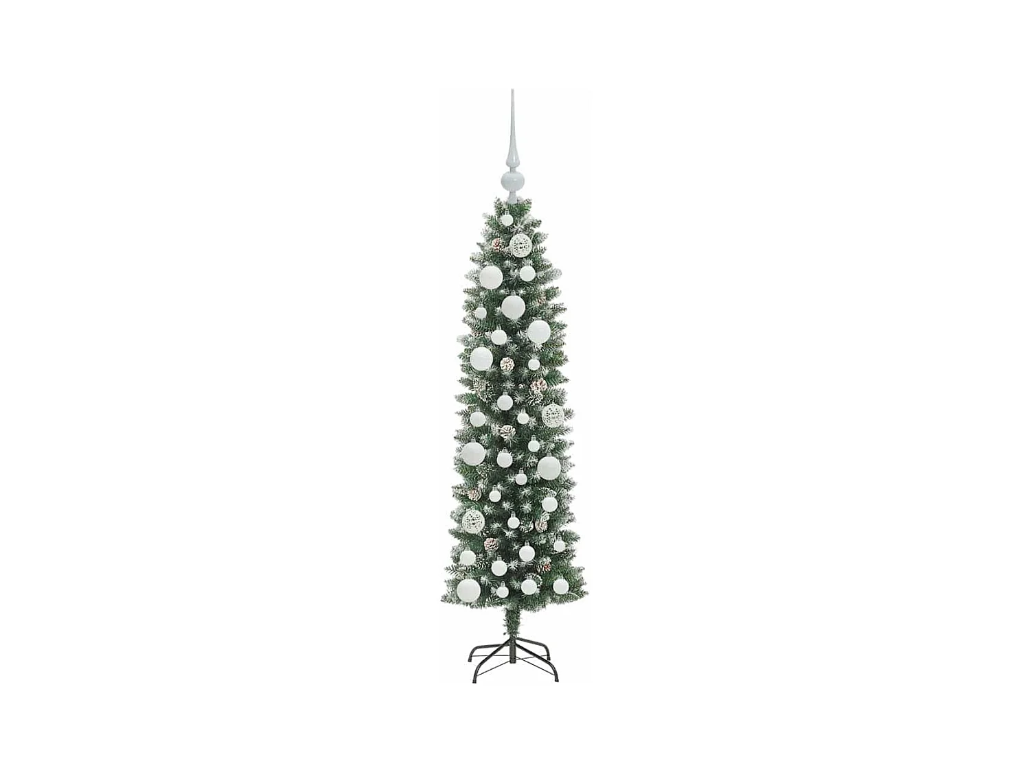Kunstmatige slanke kerstboom met 150 LED Groen en wit 120 cm