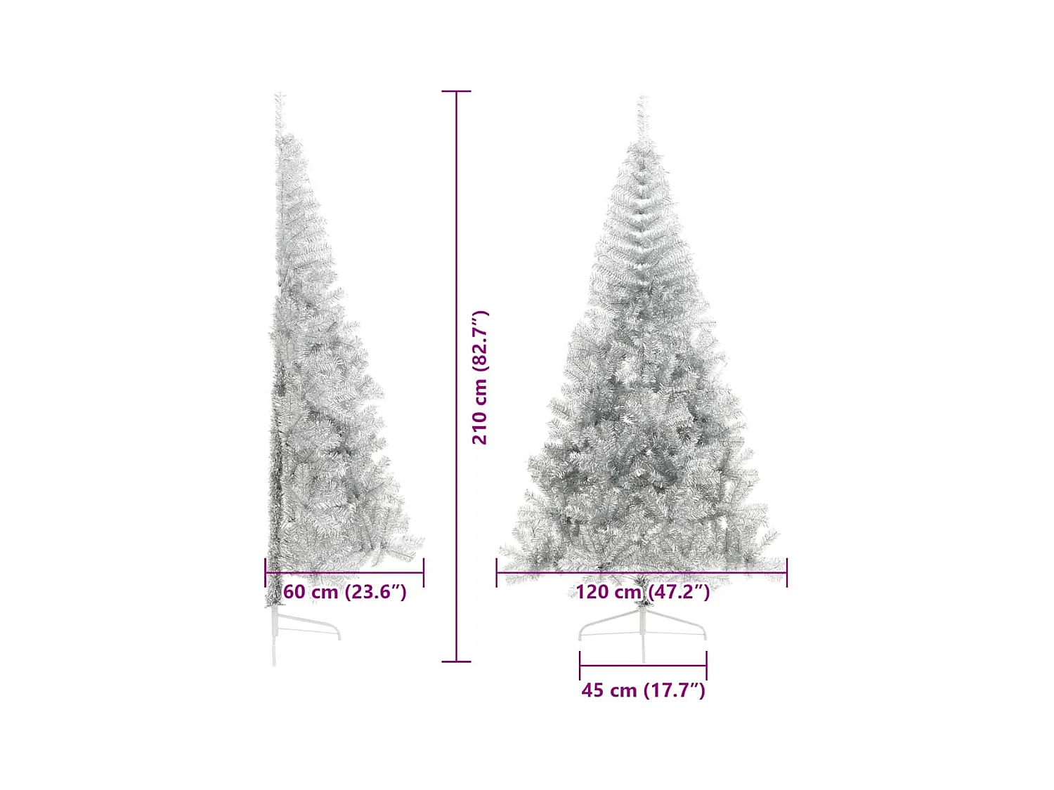 Sapin de Noël artificiel pré-éclairé Argent 210 cm PET