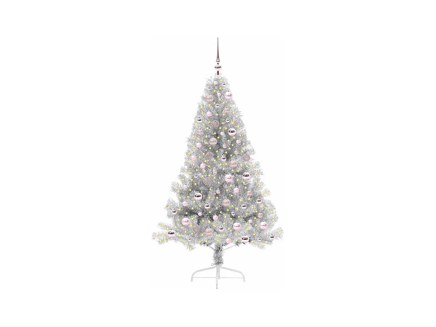Sapin de Noël artificiel pré-éclairé Argent 180 cm PET