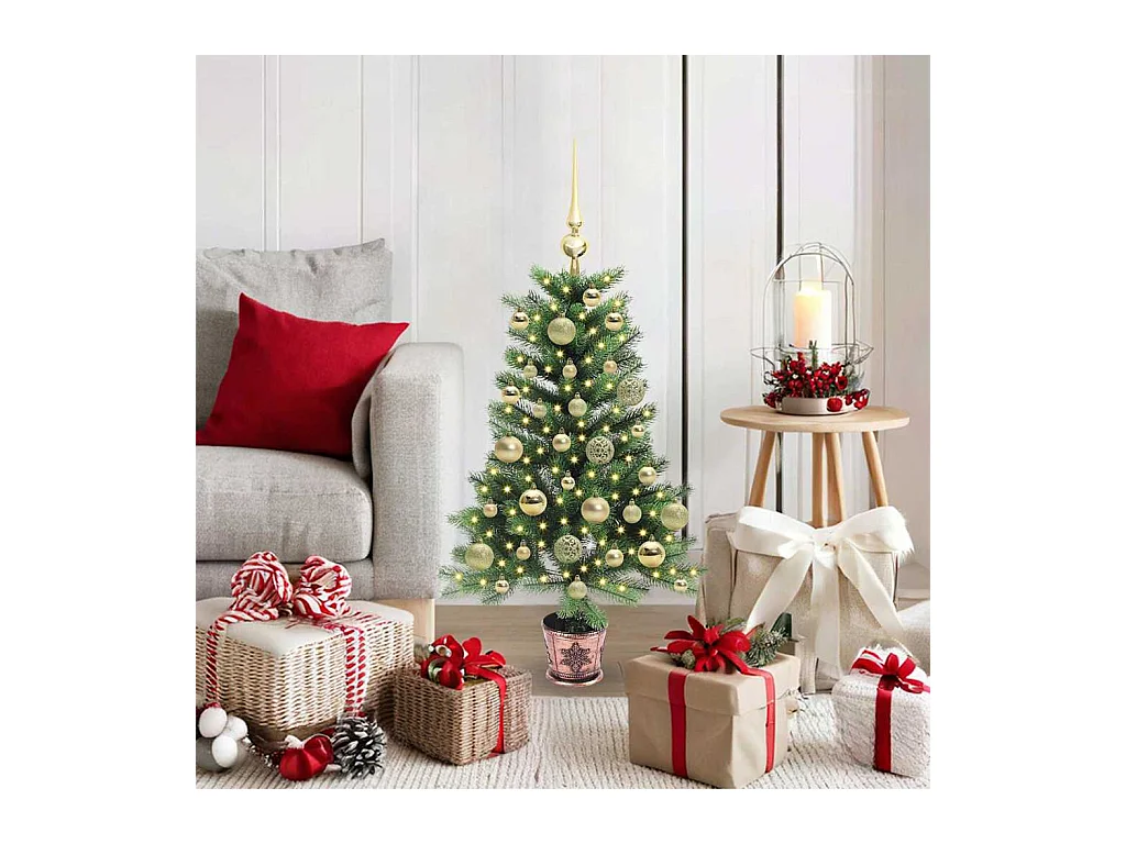 Árbol de Navidad con 150 LED con soporte Verde 90 cm PE