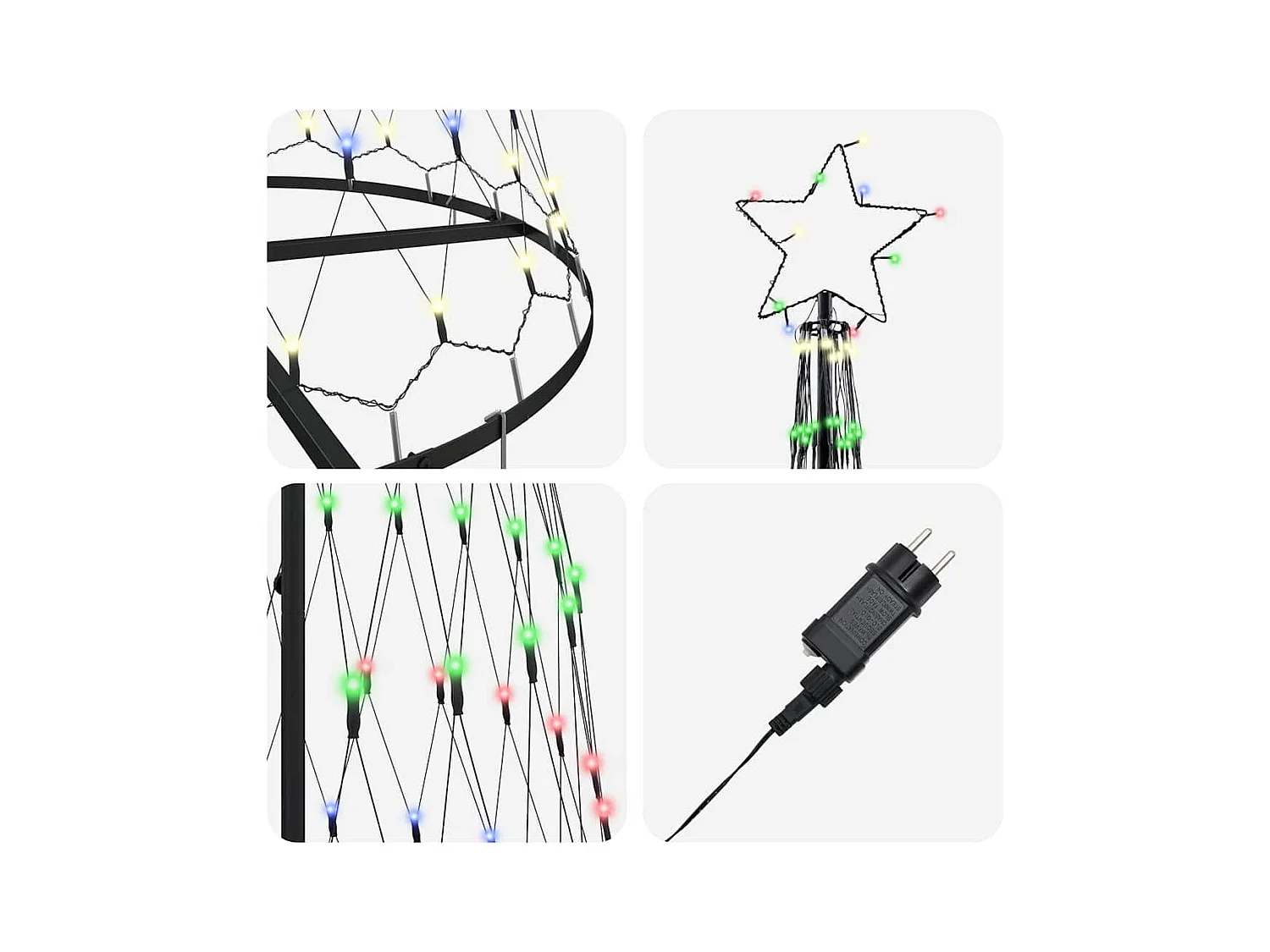 LED kerstboom Multikleur 100.5 x 100.5 x 302.5 cm Metaal