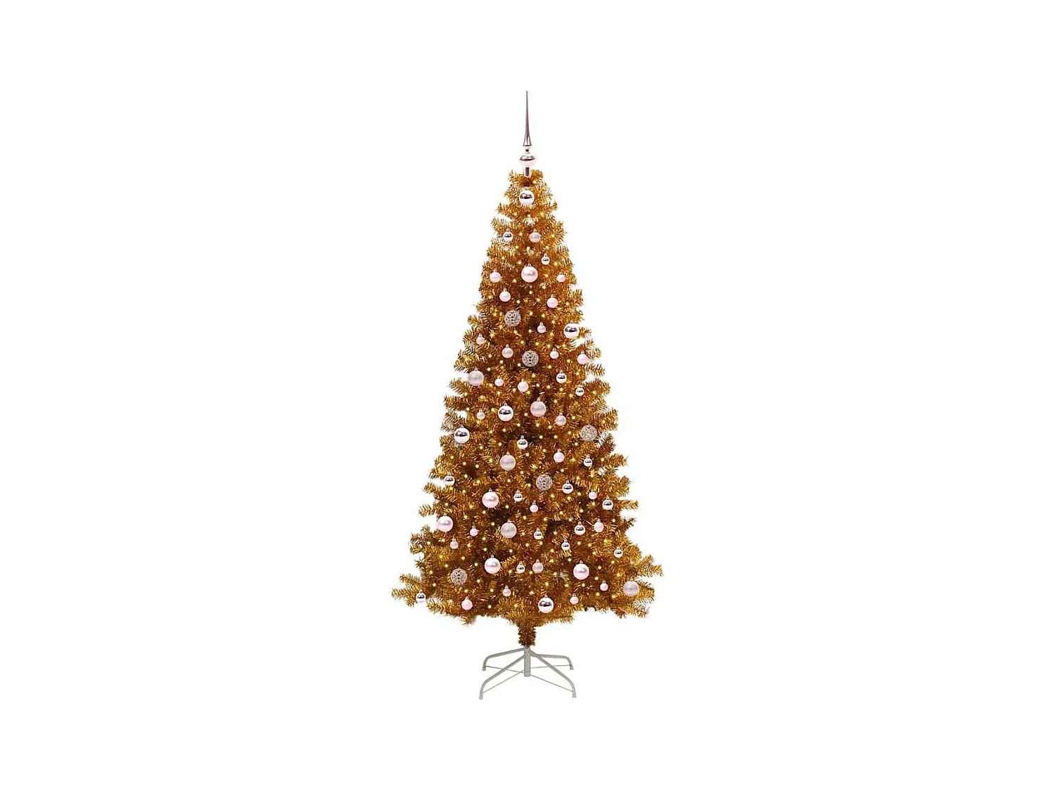 Árbol de Navidad con 300 LED con soporte Dorado 240 cm PET