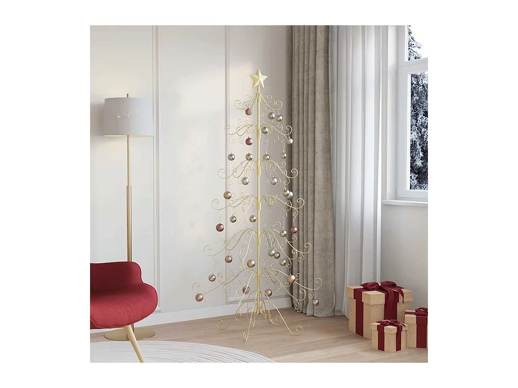 Árbol de Navidad de metal con soporte Dorado 180 cm