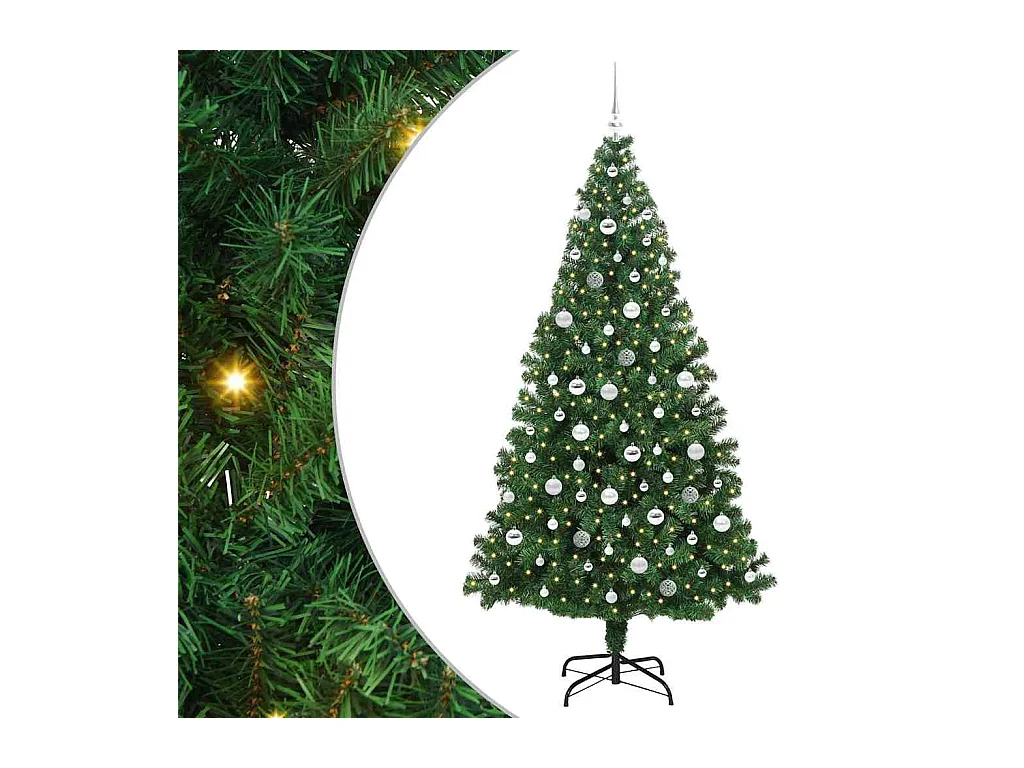 Kunstkerstboom Groen 210 cm PVC en Staal en Kunststof