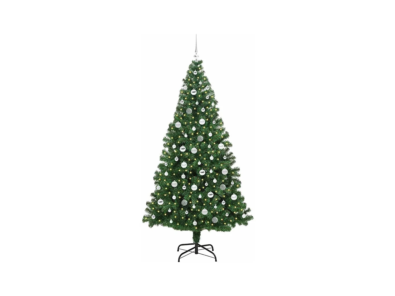 Kunstkerstboom Groen 210 cm PVC en Staal en Kunststof