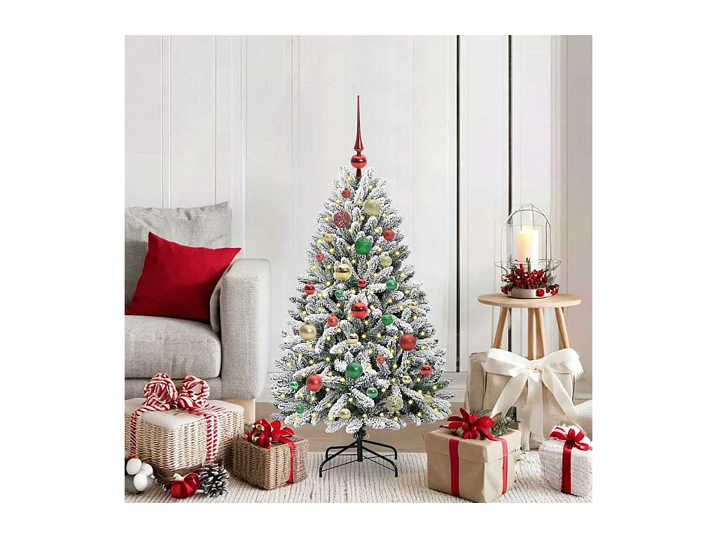 Sapin de Noël artificiel Vert et blanc 120 cm PVC et métal
